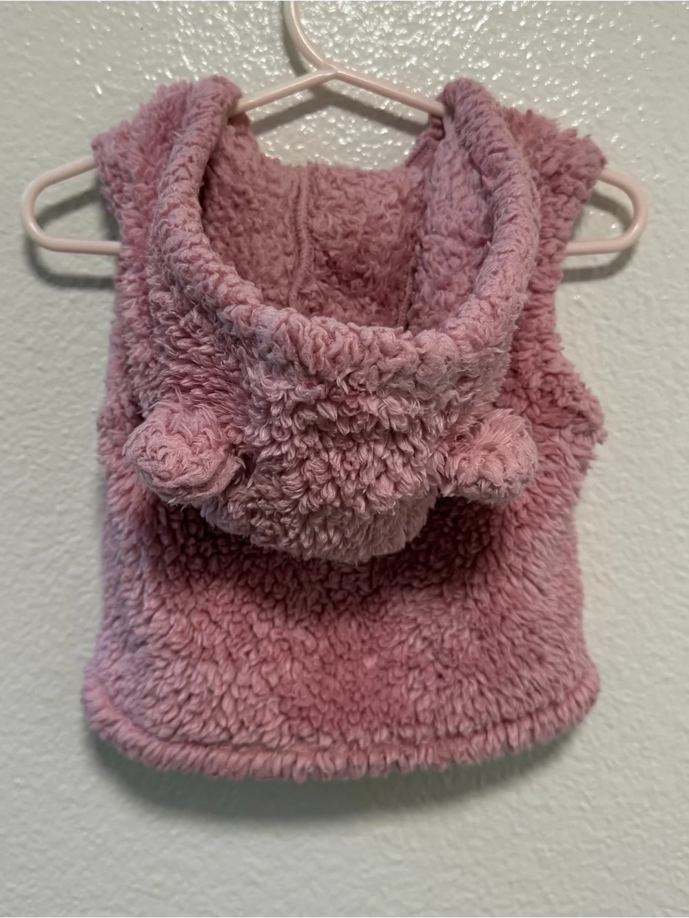 carter’s toddler girl pink zipper vest with teddy bear hood